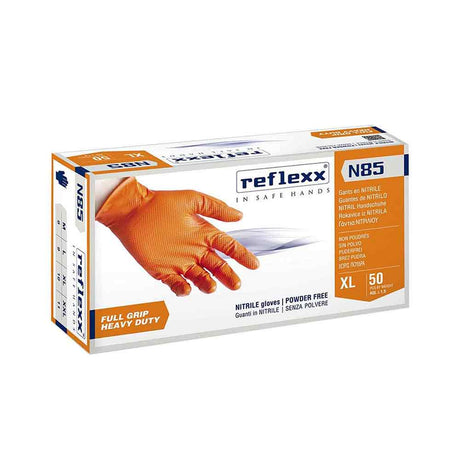 Guanto monouso nitrile reflexx n85 arancio tg.m pz.100 full grip