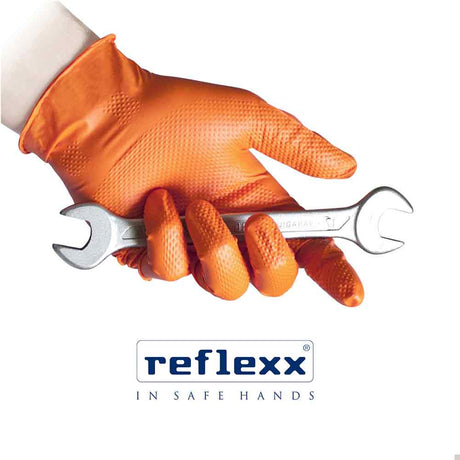 Guanto monouso nitrile reflexx n85 arancio tg.m pz.100 full grip