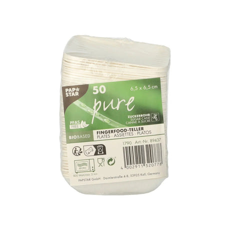 Finger piattino canna da zucchero cm.6.5x6.5 quadro pz.50
