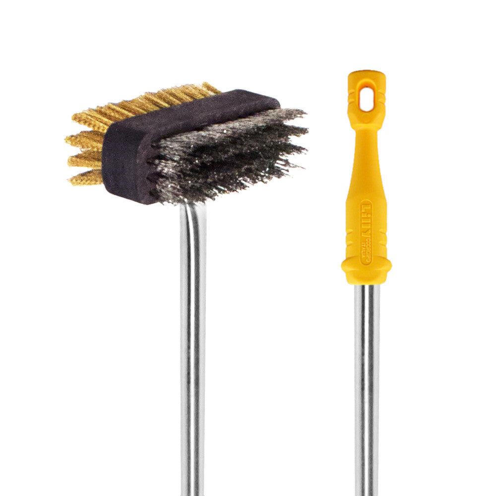 SPAZZOLONE PULIZIA FORNI CM.90 CON DOPPIA SETOLA INOX E OTTONE