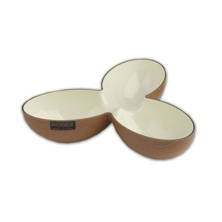 Ciotola plastica trifoglio mogano/crema