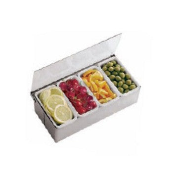 Portacondimenti cm.32x16 h.10 inox con 4 vaschette