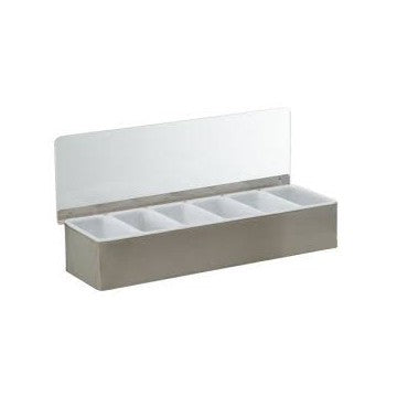 Portacondimenti cm.47x16 h.10 inox con 6 vaschette