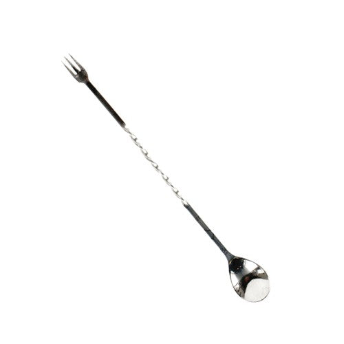 Cucchiaio inox agitatore cm.30 barman con forchettina