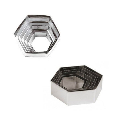 SET TAGLIAPASTA INOX ESAGONO DA CM.4.5x4 A CM.9.5x9 SET 6 PEZZI