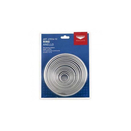 SET TAGLIAPASTA INOX AD ANELLO DA Ø CM.2 A Ø CM.12 SET 14 PEZZI