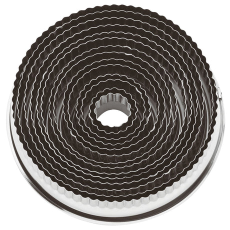 Set tagliapasta inox anello festonato da ø cm.2 a cm.12 set 14 pezzi