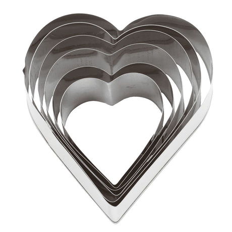 Set tagliapasta inox cuore da cm.4,5x4,5 a cm.8x8 pezzi 6