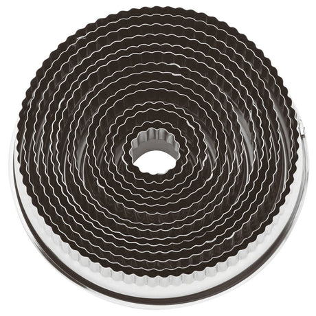 Set tagliapasta inox anello festonato da ø cm.2 a ø cm.10 pezzi 11