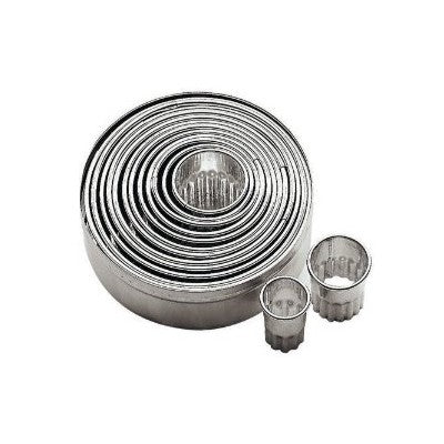 SET TAGLIAPASTA INOX ANELLO FESTONATO DA Ø CM.2 A Ø CM.10 PEZZI 11