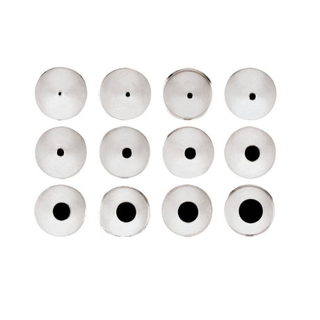 Bocchetta foro tondo inox base cm.1.8 pz.12 da 0.6 a 7.6