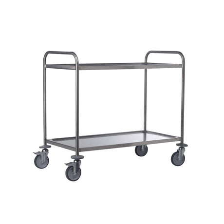 Carrello inox 2 piani saldato con freno cm.100x50 h.85
