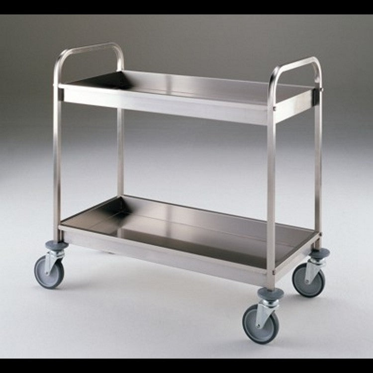 Carrello inox per sbarazzo con 2 ripiani aperti