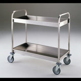 Carrello inox per sbarazzo con 2 ripiani aperti