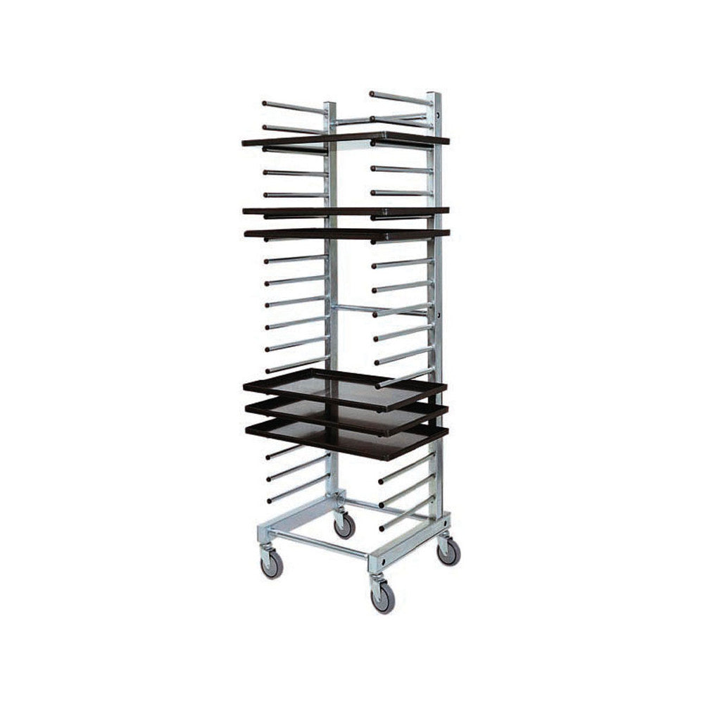 Carrello inox portateglie cm.60x40 con pioli 20 teglie