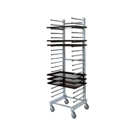 Carrello inox portateglie cm.60x40 con pioli 20 teglie