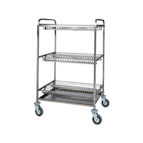 Carrello inox 3 piani scolapiatti cm.110x62 h.134