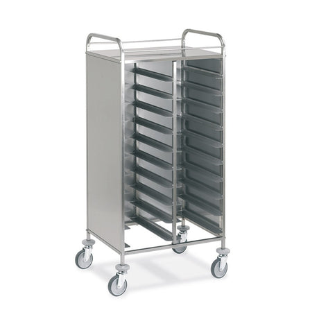 Carrello inox portavassoi cm.53x32,5 20 vassoi pannellato inox