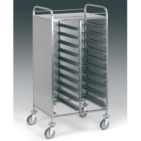 Carrello inox portavassoi cm.53x32.5 20 vassoi pannellato ix