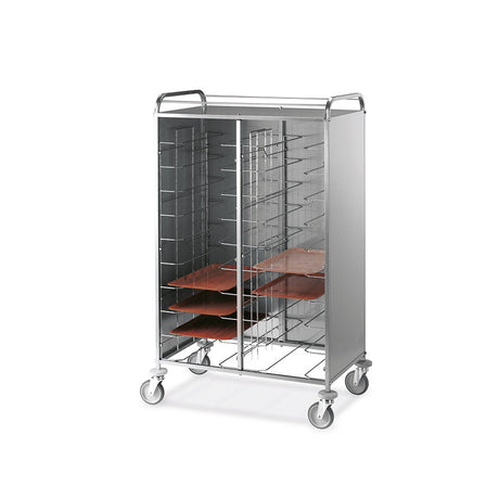 Carrello inox portavassoi universali 20 vassoi pannellato inox