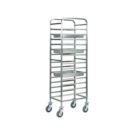 Carrello inox portateglie cm.53x32,5 gastronorm 14 teglie