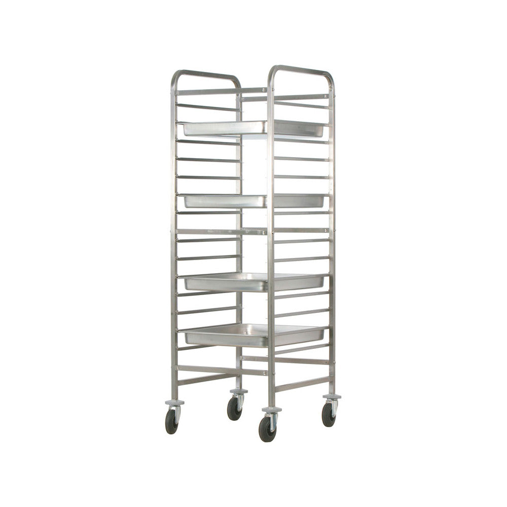 Carrello inox portateglie cm.65x53 gastronorm 2/1 14 teglie