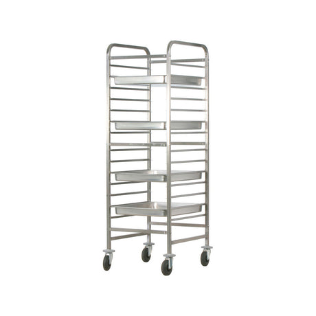 Carrello inox portateglie cm.65x53 gastronorm 2/1 14 teglie