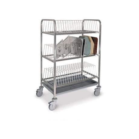 Carrello inox scolavassoi e coperchi 60 vassoi