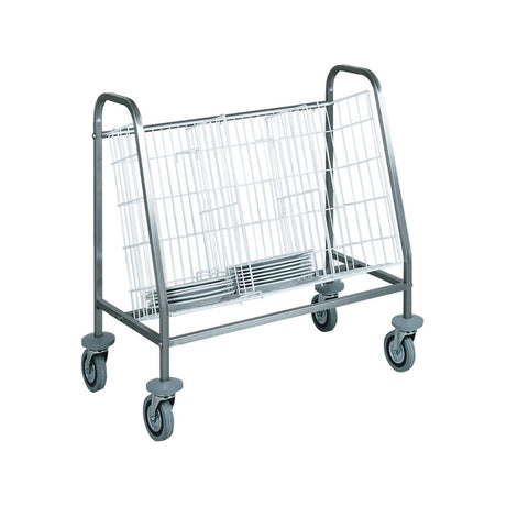 Carrello inox portapiatti in filo 100 piatti