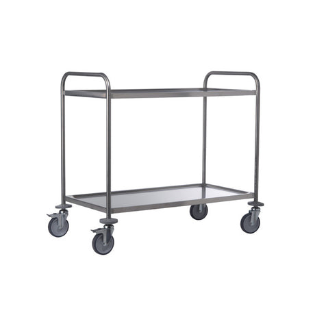 Carrello inox 2 piani con freno cm.100x50 h.85