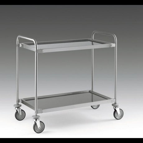 Carrello inox 2 piani con freno cm.100x50 h.85