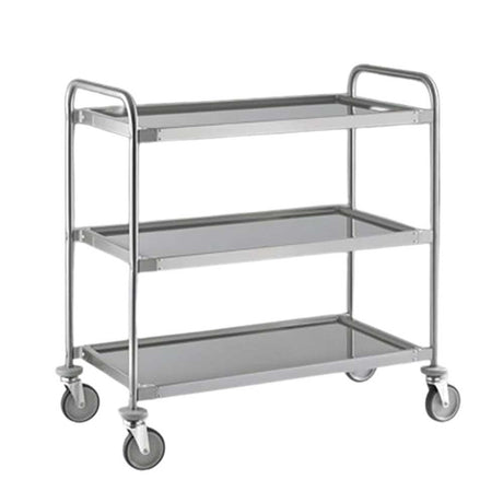 Carrello inox 3 piani saldato con freno cm.100x50 h.93,5