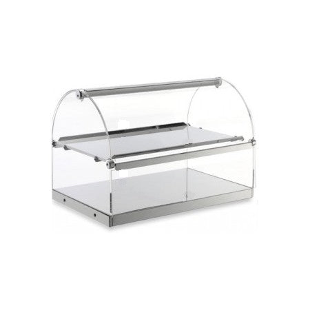 Vetrina inox neutra 2 piani rotonda cm.50x35 h.34