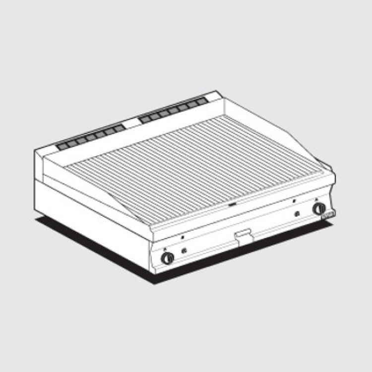 Fry top 60 gas rigato cromato cm.100x60x28